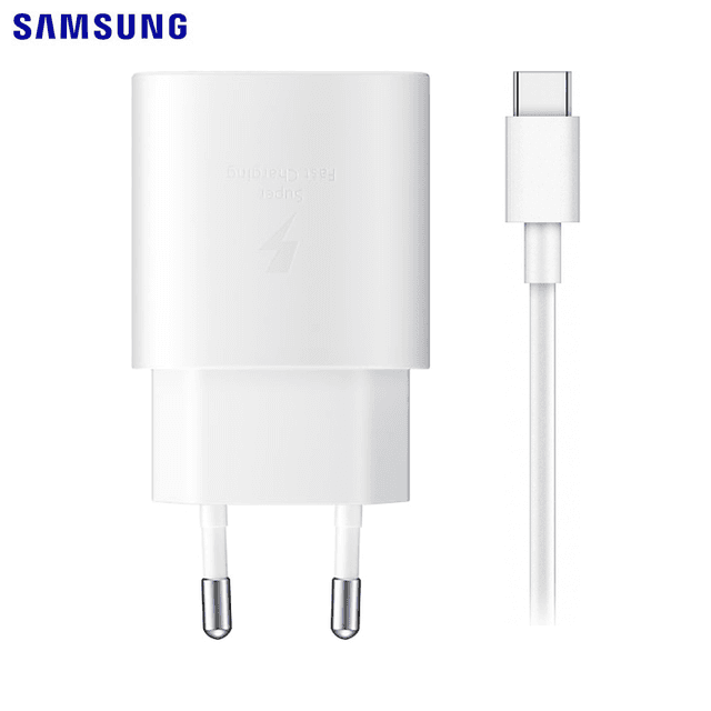Chargeur Secteur Type-C Samsung EP-TA800XWEGWW PD 25W Fast Wall avec Câble Type-C vers Type-C Blanc