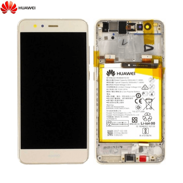 Bloc Écran Complet avec Châssis et Batterie Original Huawei P10 Lite 02351FSN Or