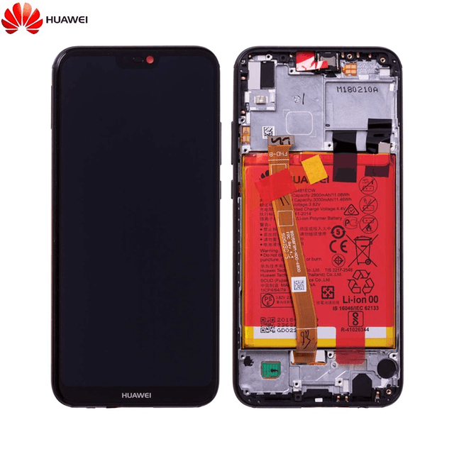 Bloc Écran Complet avec Châssis et Batterie Original Huawei P20 Lite 02351VPR / 02352CCJ / 02351XTY Noir