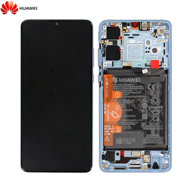 Bloc Écran Complet avec Châssis et Batterie Original Huawei P30 02352NLP 02354HMF Nacre
