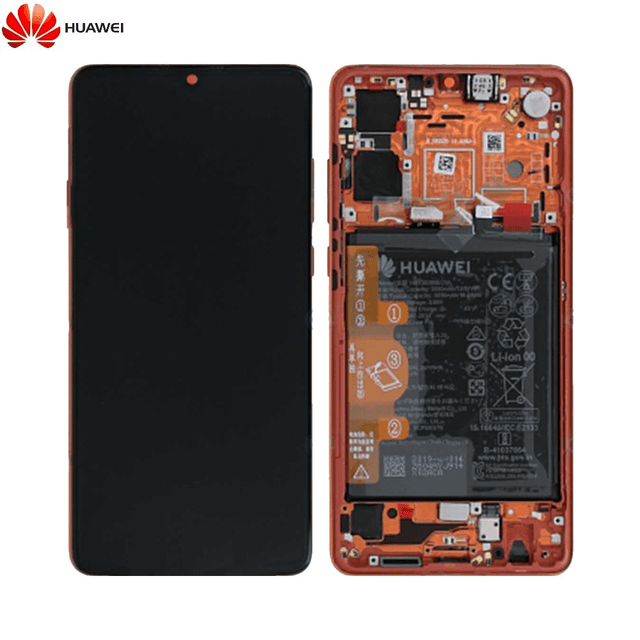 Bloc Écran Complet avec Châssis et Batterie Original Huawei P30 02352NLQ 02354HRG Amber Sunrise