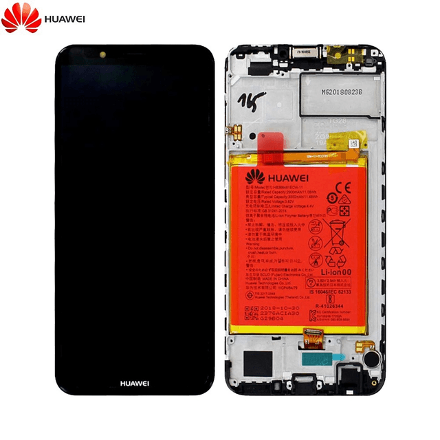 Bloc Écran Complet avec Châssis et Batterie Original Huawei Y7 2018 02351USA Noir