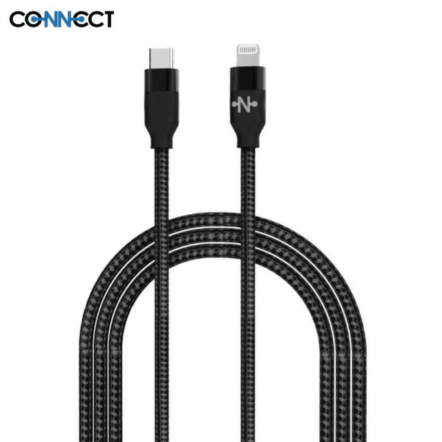 Câble Data Type-C vers Lightning CONNECT MC-CLN3 Nylon Tressé 20W (1m) Noir