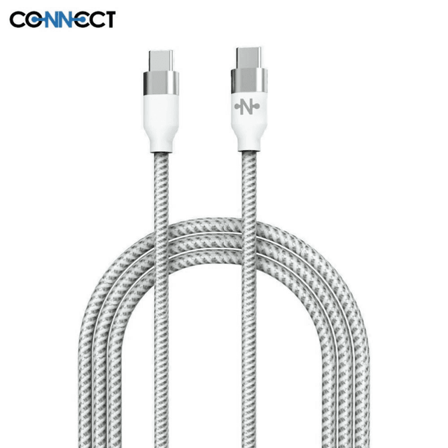 Câble Data Type-C vers Type-C CONNECT MC-CCB3 Nylon Tressé 60W (1m) Blanc
