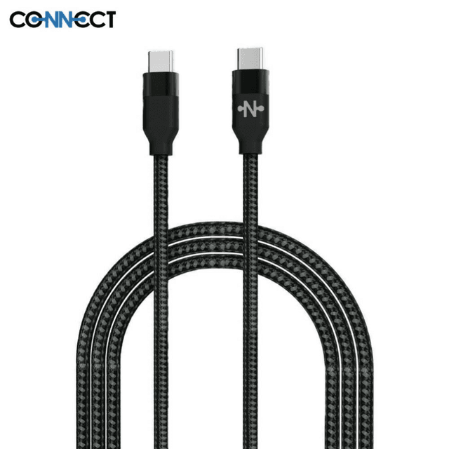 Câble Data Type-C vers Type-C CONNECT MC-CCN3 Nylon Tressé 60W (1m) Noir