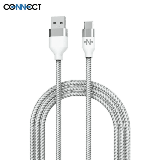 Câble Data USB vers Type-C CONNECT MC-CCB4 Nylon Tressé 15W (1m) Blanc