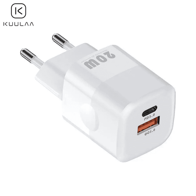 Chargeur Secteur GaN Kuulaa KL-CD59 20W (Type-C PD3.0 + USB QC3.0) Blanc