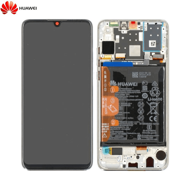 Bloc Écran Complet avec Châssis et Batterie Original Huawei P30 Lite 02352RQC Blanc Perle