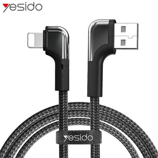 Câble Data USB vers Lightning Yesido CA81 90° (2m) Noir