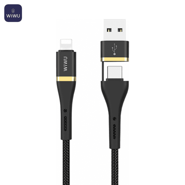 Câble Data Multi Wiwu USB + Type-C vers Lightning (1.2m) ED-105 Noir