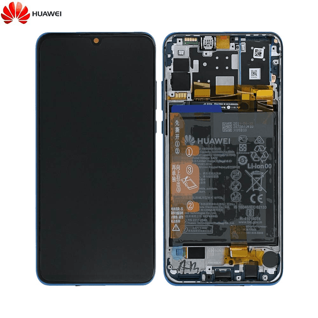 Bloc Écran Complet avec Châssis et Batterie Original Huawei P30 Lite New Edition 02352PJP 02353DQS 02353FQE Bleu