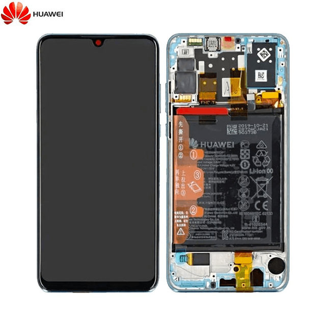 Bloc Écran Complet avec Châssis et Batterie Original Huawei P30 Lite New Edition 02353FQK Nacre