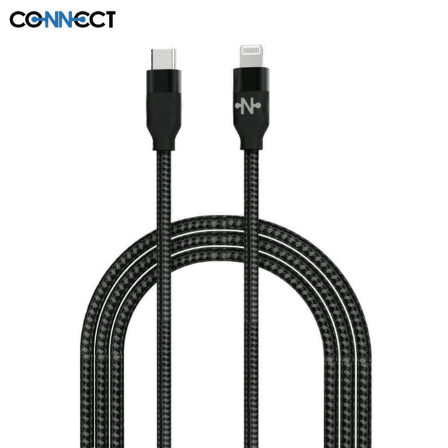 Câble Data Type-C vers Lightning CONNECT MC-CLN7 Nylon Tressé 20W (2m) Noir