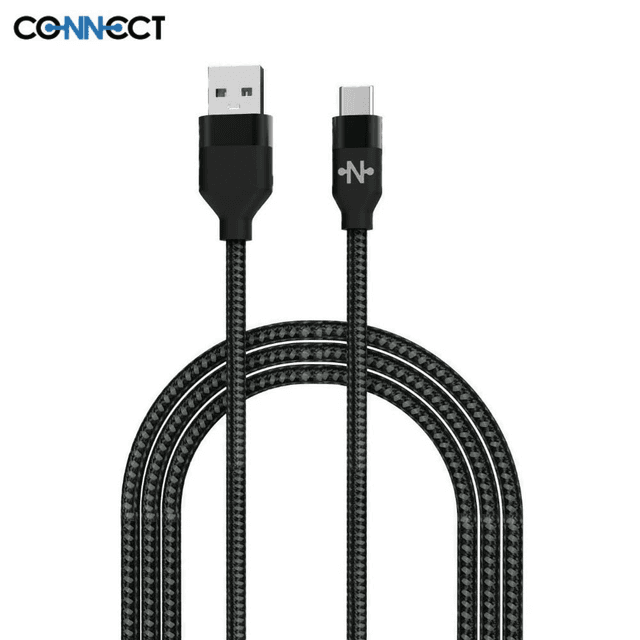 Câble Data USB vers Type-C CONNECT MC-CCN8 Nylon Tressé 15W (2m) Noir