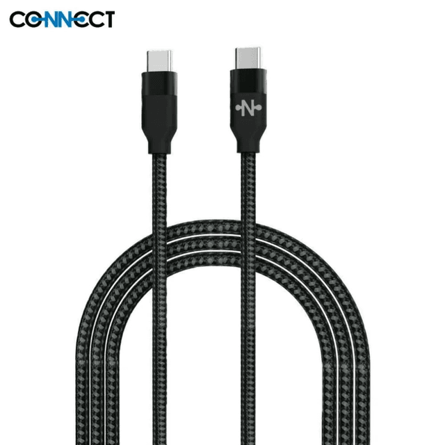 Câble Data Type-C vers Type-C CONNECT MC-CCN7 Nylon Tressé 60W (2m) Noir