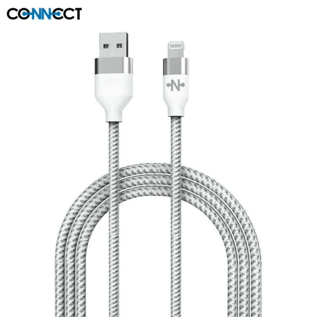 Câble Data USB vers Lightning CONNECT MC-CLB8 Nylon Tressé 12W (2m) Blanc