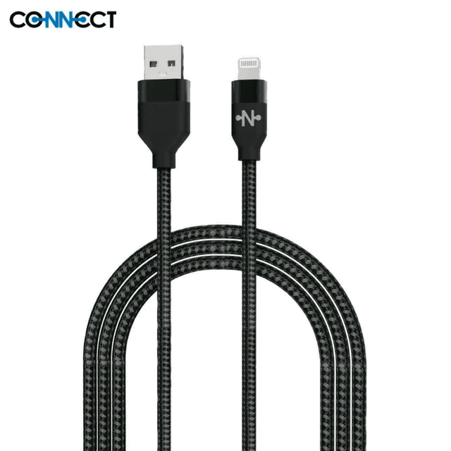 Câble Data USB vers Lightning CONNECT MC-CLN8 Nylon Tressé 12W (2m) Noir