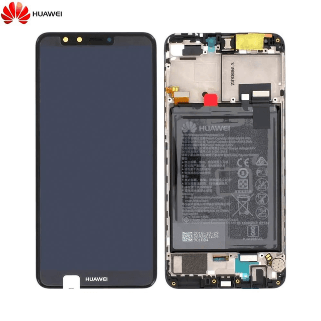 Bloc Écran Complet avec Châssis et Batterie Original Huawei Y9 2018 02351VFR 02351VFS Noir