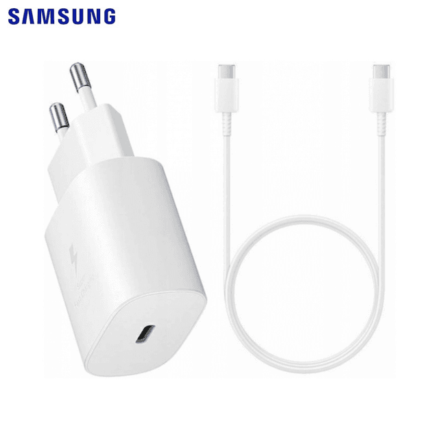 Chargeur Secteur Type-C Samsung EP-TA800W + DA705BWE 25W 3A avec Cable Type-C GP-PTU021SOAWQ Bulk Blanc