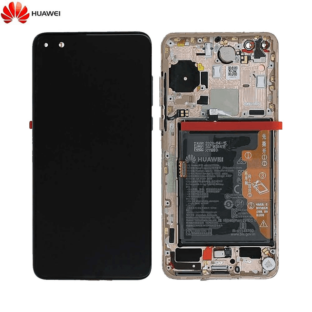 Bloc Écran Complet avec Châssis et Batterie Original Huawei P40 02353MFV Or