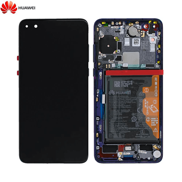 Bloc Écran Complet avec Châssis et Batterie Original Huawei P40 02353MFU Bleu