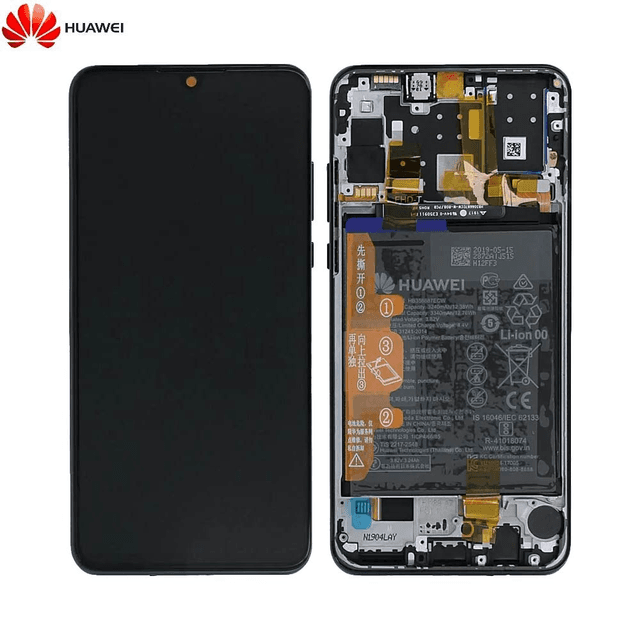 Bloc Écran Complet avec Châssis et Batterie Original Huawei P30 Lite New Edition 02352PJM 02353FPX Noir Carbone