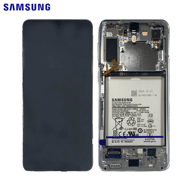Bloc Écran Complet avec Châssis et Batterie Original Samsung Galaxy S21 Plus 5G G996 GH82-24555C GH82-24744C Phantom Silver