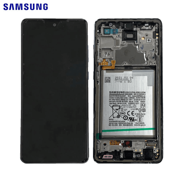 Bloc Écran Complet avec Châssis et Batterie Original Samsung Galaxy A72 4G A725/Galaxy A72 5G A726 GH82-25541A 25542A Awesome Black