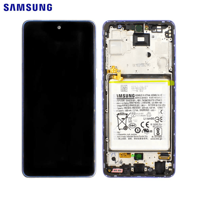 Bloc Écran Complet avec Châssis et Batterie Original Samsung Galaxy A52 5G A526 GH82-25229C GH82-25230C Awesome Violet