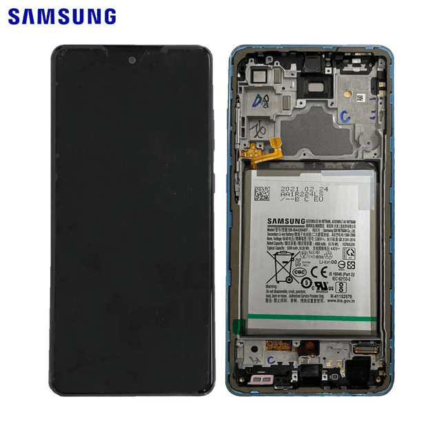Bloc Écran Complet avec Châssis et Batterie Original Samsung Galaxy A72 4G A725/Galaxy A72 5G A726 GH82-25541B GH82-25542B Awesome Blue