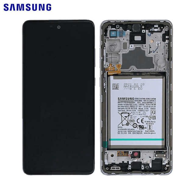 Bloc Écran Complet avec Châssis et Batterie Original Samsung Galaxy A72 4G A725/Galaxy A72 5G A726 GH82-25541D GH82-25542D Awesome White
