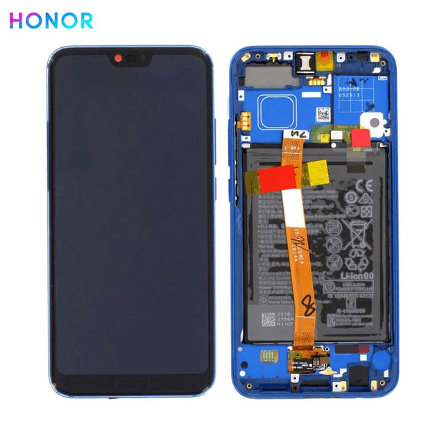 Bloc Écran Complet avec Châssis et Batterie Original Honor 10 02351XBP Bleu