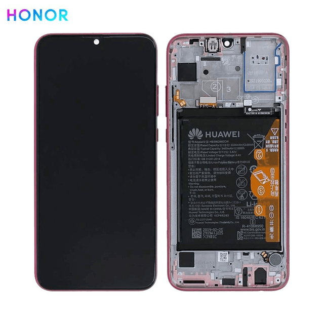 Bloc Écran Complet avec Châssis et Batterie Original Honor 20 Lite 02352QMU Rouge Fantome