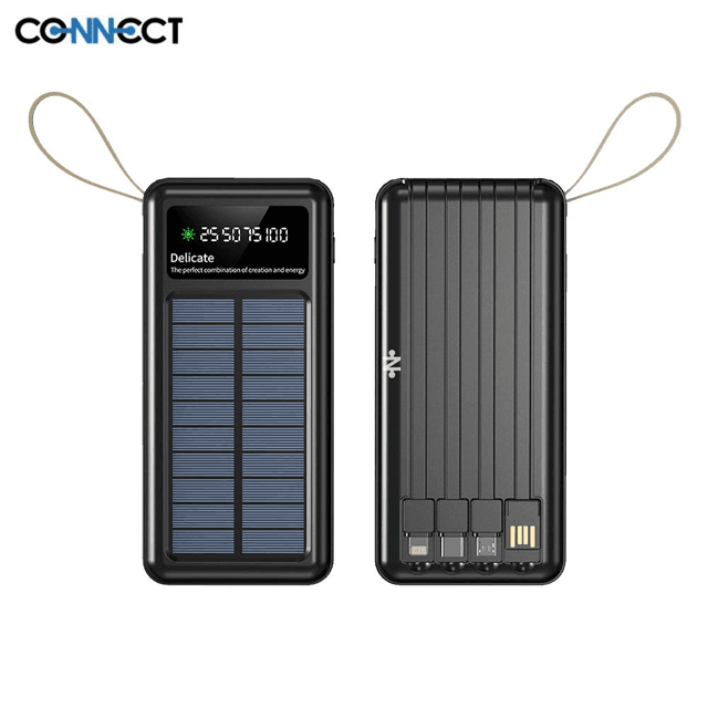 Batterie Externe Power Bank Solaire CONNECT MC-BESN01 10000mAh Noir
