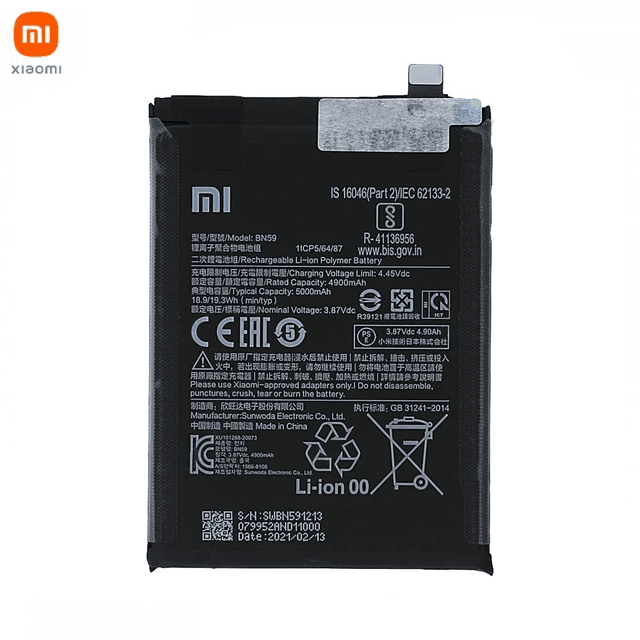 Batterie Original Xiaomi Redmi Note 10 4G/Redmi Note 10S/Poco M5s 46020000645Z BN59