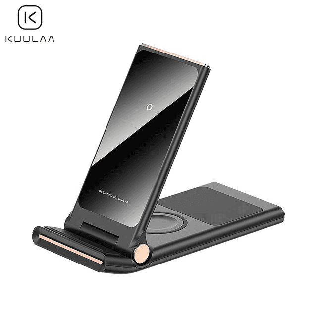 Station de Charge sans Fil Kuulaa KL-ZJ11 Pliable 3 en 1 Noir