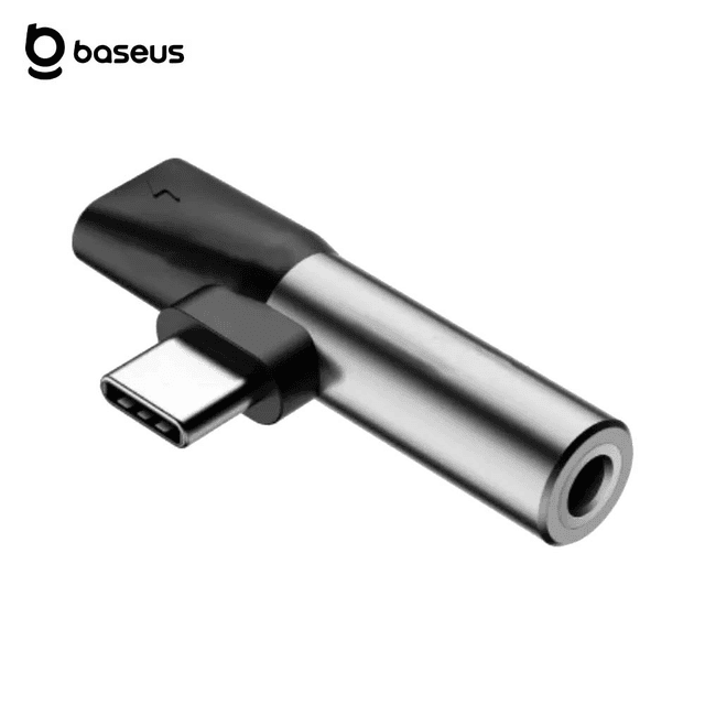 Adaptateur Convertisseur Baseus L41 Type C Mâle à Type C Femelle + 3.5mm Femelle Argent