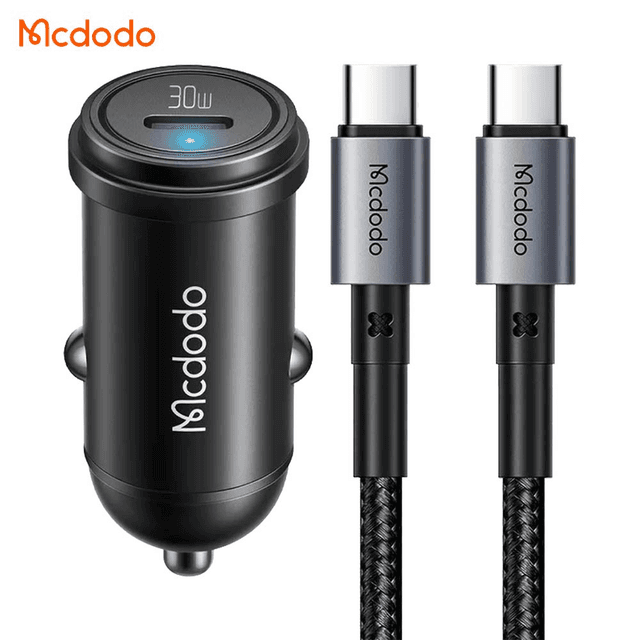 Chargeur Allume-Cigare Mcdodo CC-7493 30W Charge Rapide (avec Câble Type-C vers Type-C 1.2m) Noir