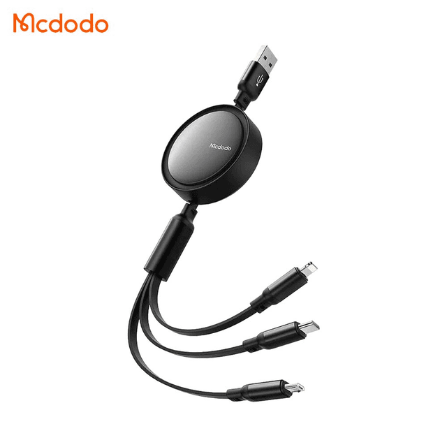 Câble Data Multi Mcdodo CA-7256 3 en 1 (USB vers Lightning + Micro + Type-C) 1.2m Noir