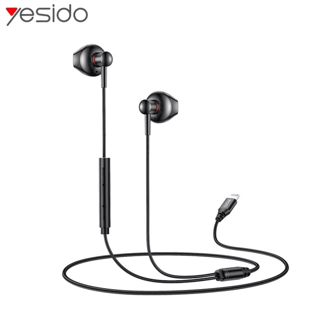 Écouteurs Filaires Lightning Yesido YH48 (sans Bluetooth) Noir