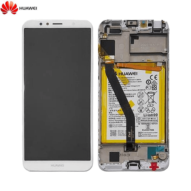 Bloc Écran Complet avec Châssis et Batterie Original Huawei Y6 2018 02351WLK Blanc