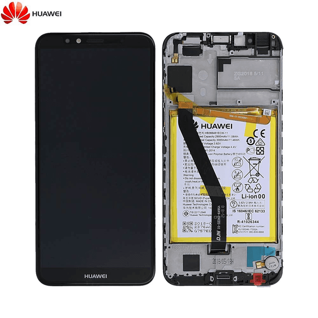 Bloc Écran Complet avec Châssis et Batterie Original Huawei Y6 2018 02351WLJ Noir