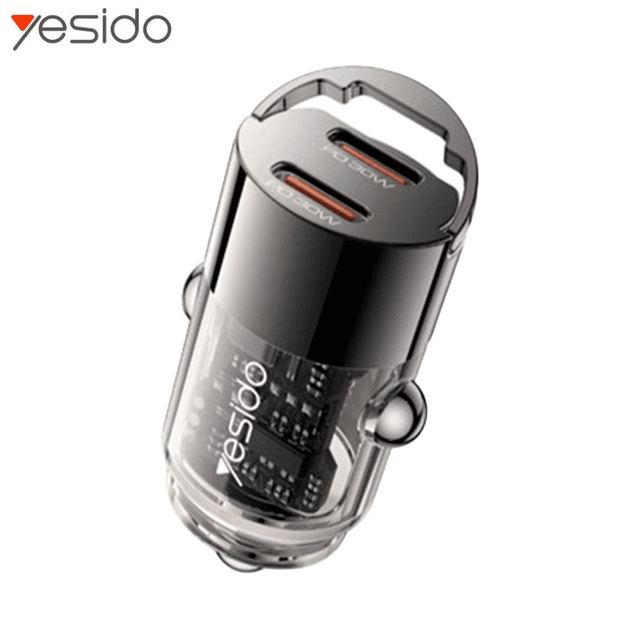 Chargeur Allume-Cigare Yesido Y69 SUPER FAST (2x Type-C PD30W) Noir