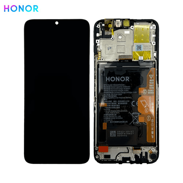 Bloc Écran Complet avec Châssis et Batterie Original Honor X6a & X5 Plus 0235AGLR 0235AJLY 0235ALQY Noir