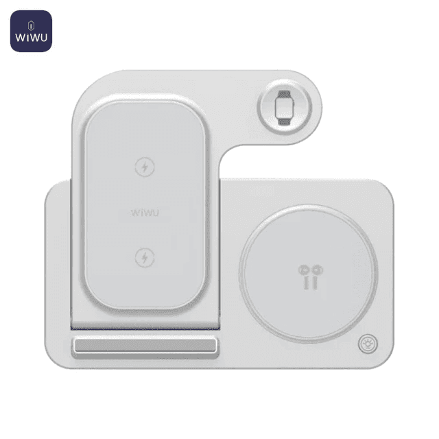 Station de Charge sans Fil Wiwu Wi-W020 3 en 1 Pliable Blanc