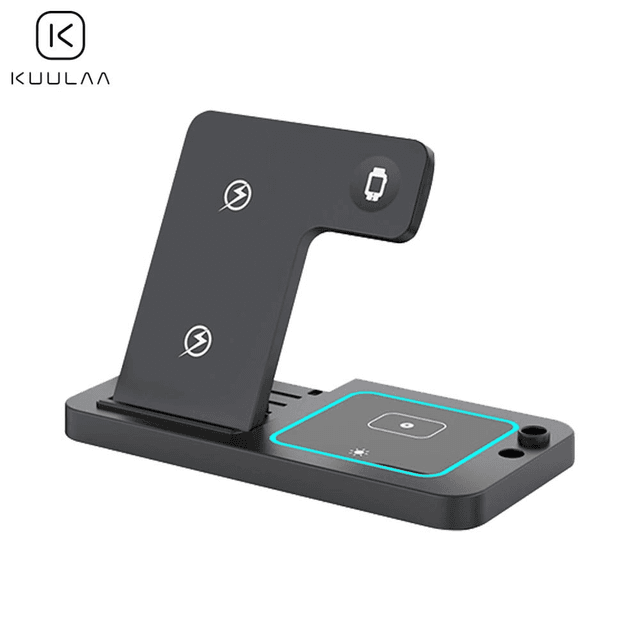 Support de Charge sans Fil pour Smartphone Kuulaa Z80 4 en 1 Noir