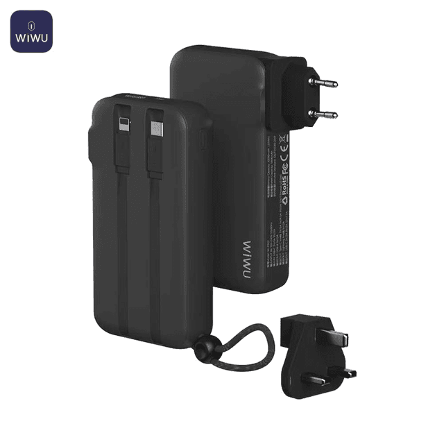 Batterie Externe Power Bank Wiwu JC-23C 10000mAh 3 en 1 (US + UK + EU) 22.5W Noir