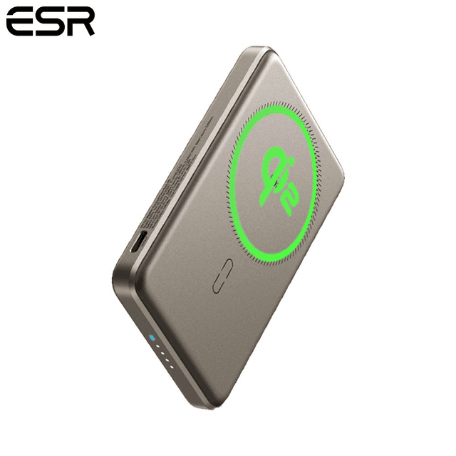 Batterie Externe Power Bank sans Fil Magnétique ESR Qi2 MagSlim 5000mAh Argent