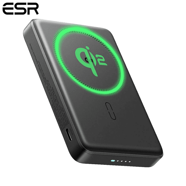 Batterie Externe Power Bank sans Fil Magnétique ESR Qi2 MagSlim 10000mAh Noir