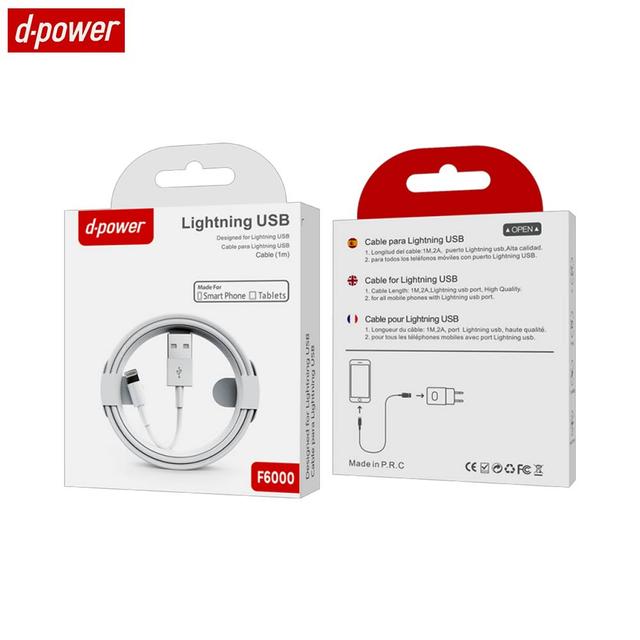 Câble Data USB vers Lightning d-power F6000 (1m) Blanc